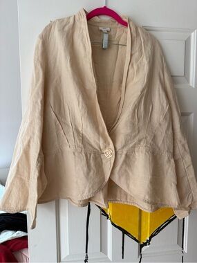 J. Jill Beige Linen Button-Front Jacket